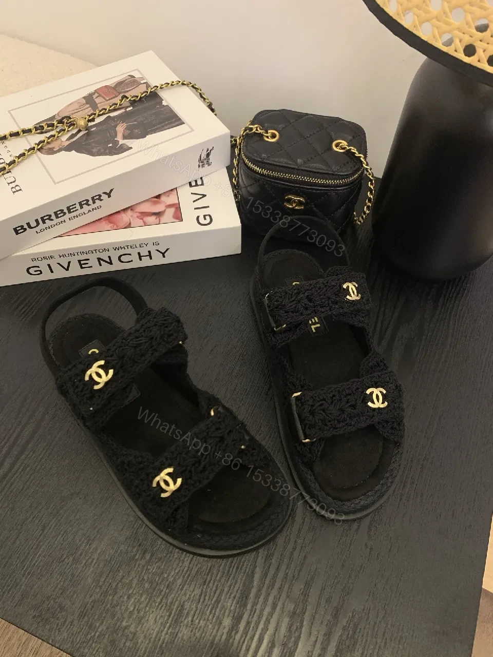 View 9 of Crochet-Detail Sandals with Gold Hardware, Luxury Comfort