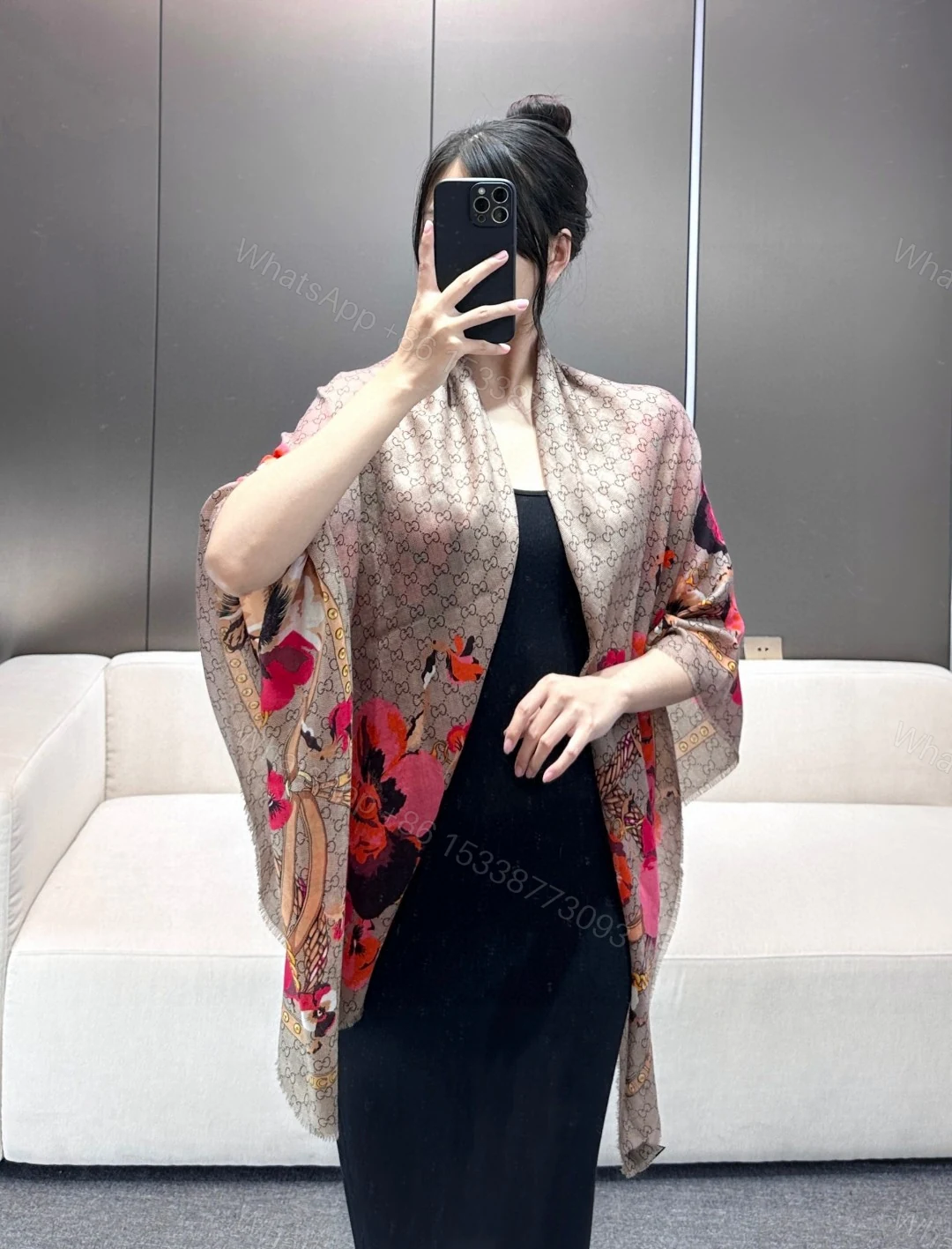 Gucci高仿圍巾女款老花花卉印花輕奢風格時尚款 — view 1