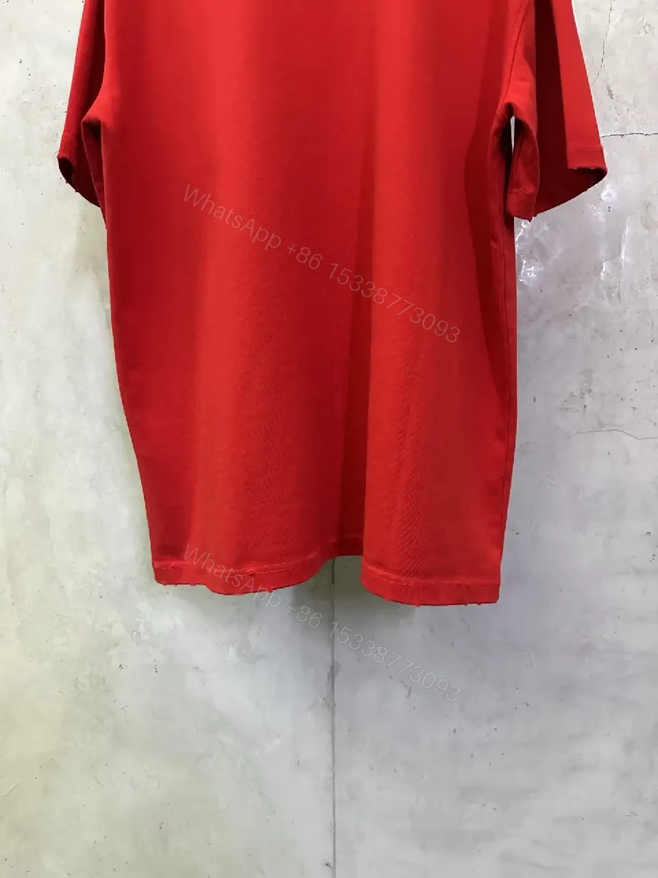 View 10 of Bold Red Silk-Soft Tee with Signature Logo, Casual Luxury Tee