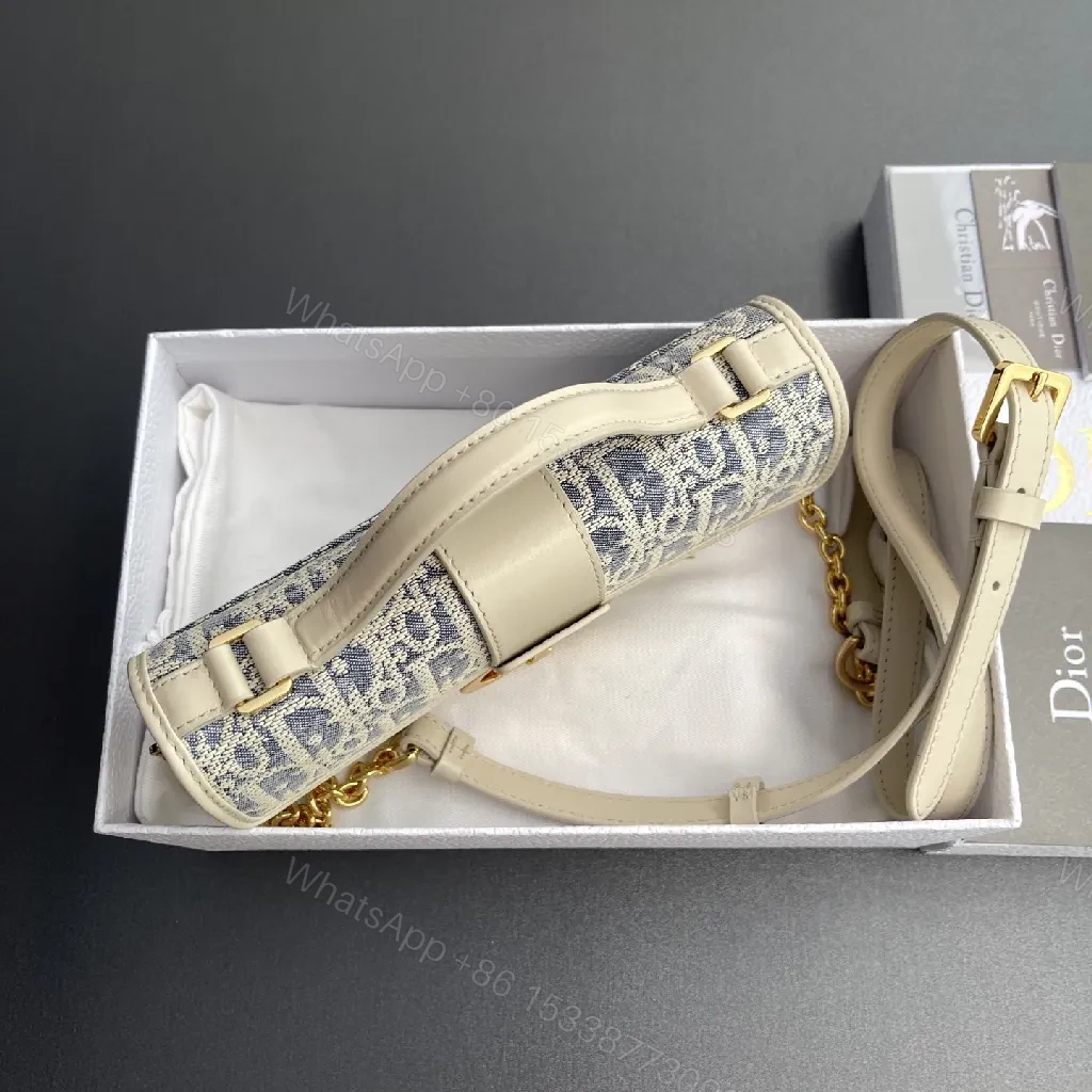 View 9 of Blue & Cream Canvas Belt Bag — Couture-Style, Luxe Multi-Wear