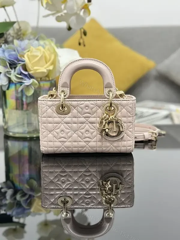 Pastel Quilted Mini Bag with Gold Hardware, Structured Chic — view 1