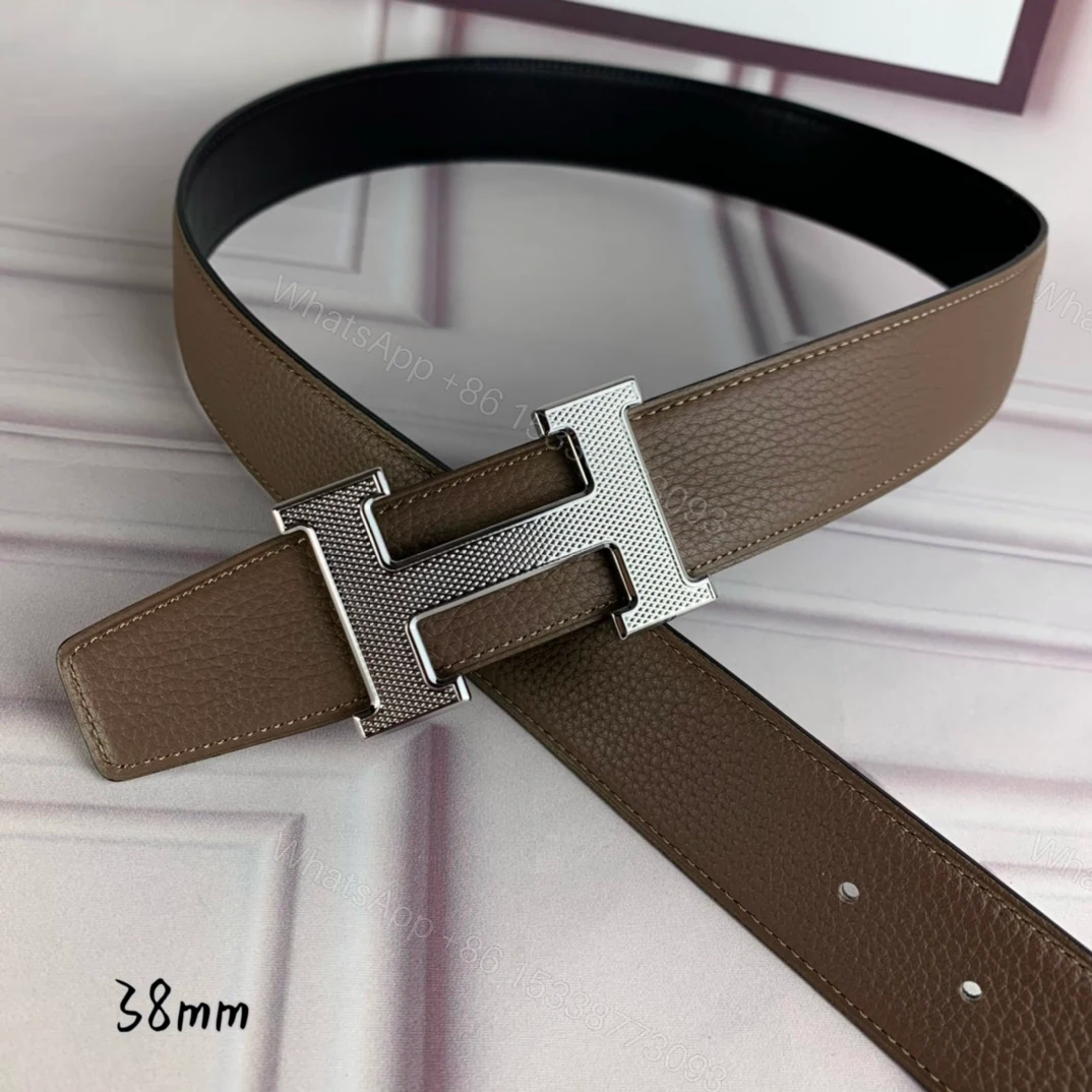 View 4 of HERMES BELT TOGO SWIFT SILOUIS VUITTONER BUCKLE LIGHT BROWN 38MM