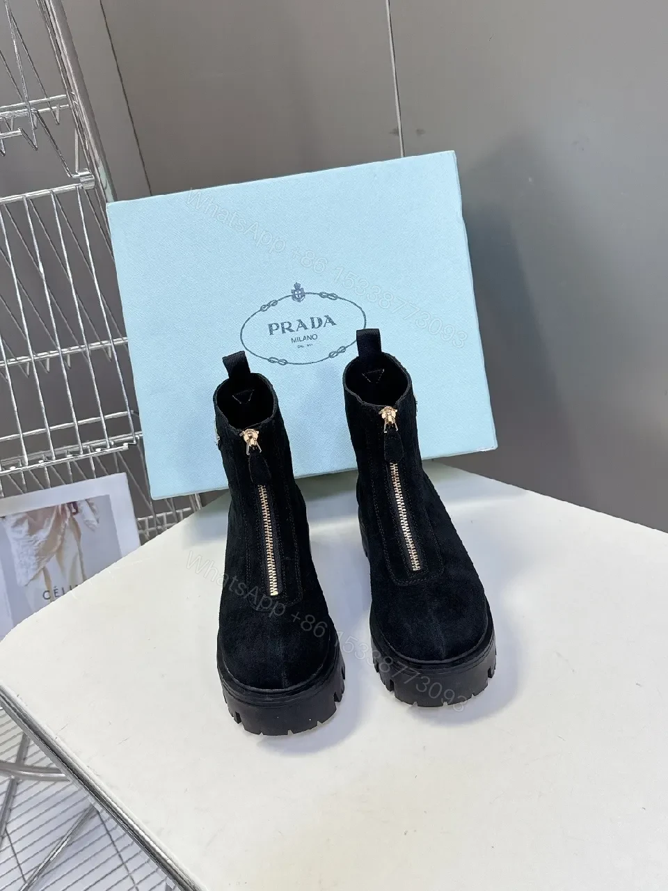 View 5 of Black Suede Boots with Gold Zip Detail – Modern Edge Comfort