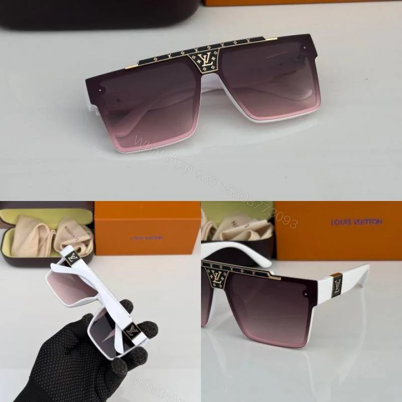 View 2 of First Copy Louis Vuitton White Oversized Square Frame Brown Gradient Men’s Sunglasses