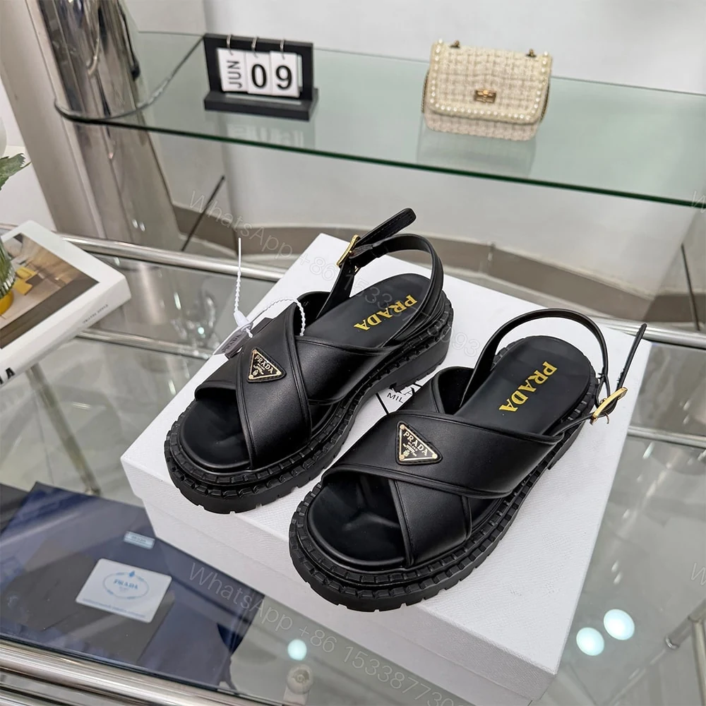 View 3 of PRADA Leather sandals 374742