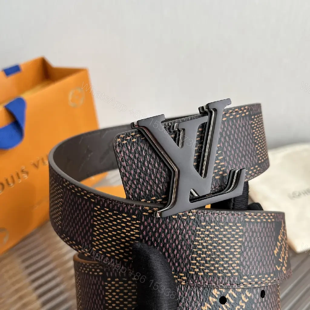 View 7 of Dark Gray Speckled Belt with LV Monogram Buckle Belt
