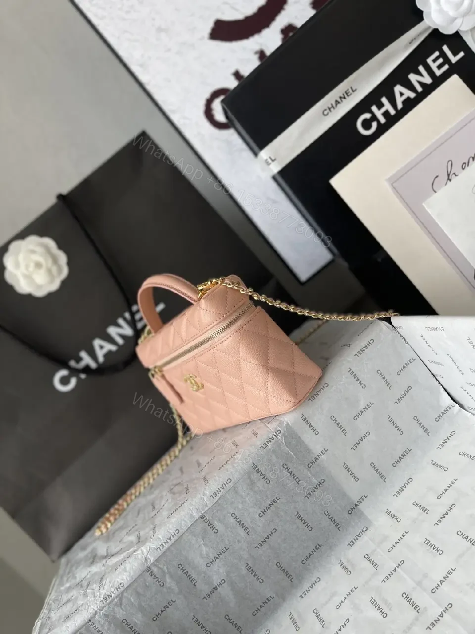 View 11 of Pearl Pink Quilted Chain Bag: Everyday Luxury