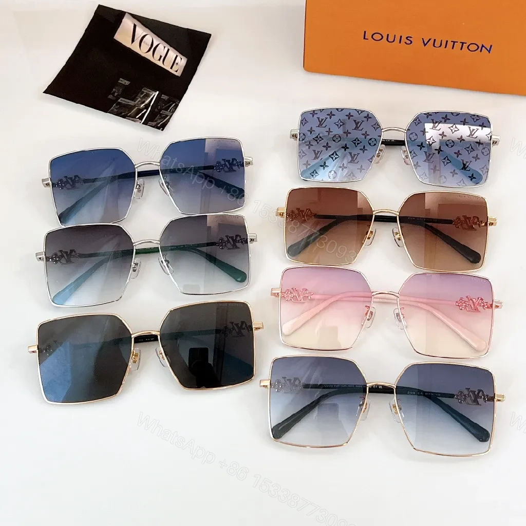 View 3 of Square-Frame Sunglasses Monogram Pattern Luxury Shades