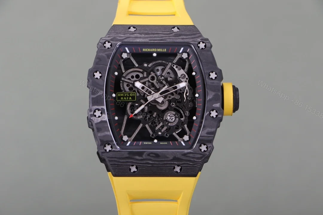Richard Mille RM35-01 NTPT Carbon Fiber RMUL3 White Gemstone Balance Watch RM35-NTPT-WG-BAL3 — view 1
