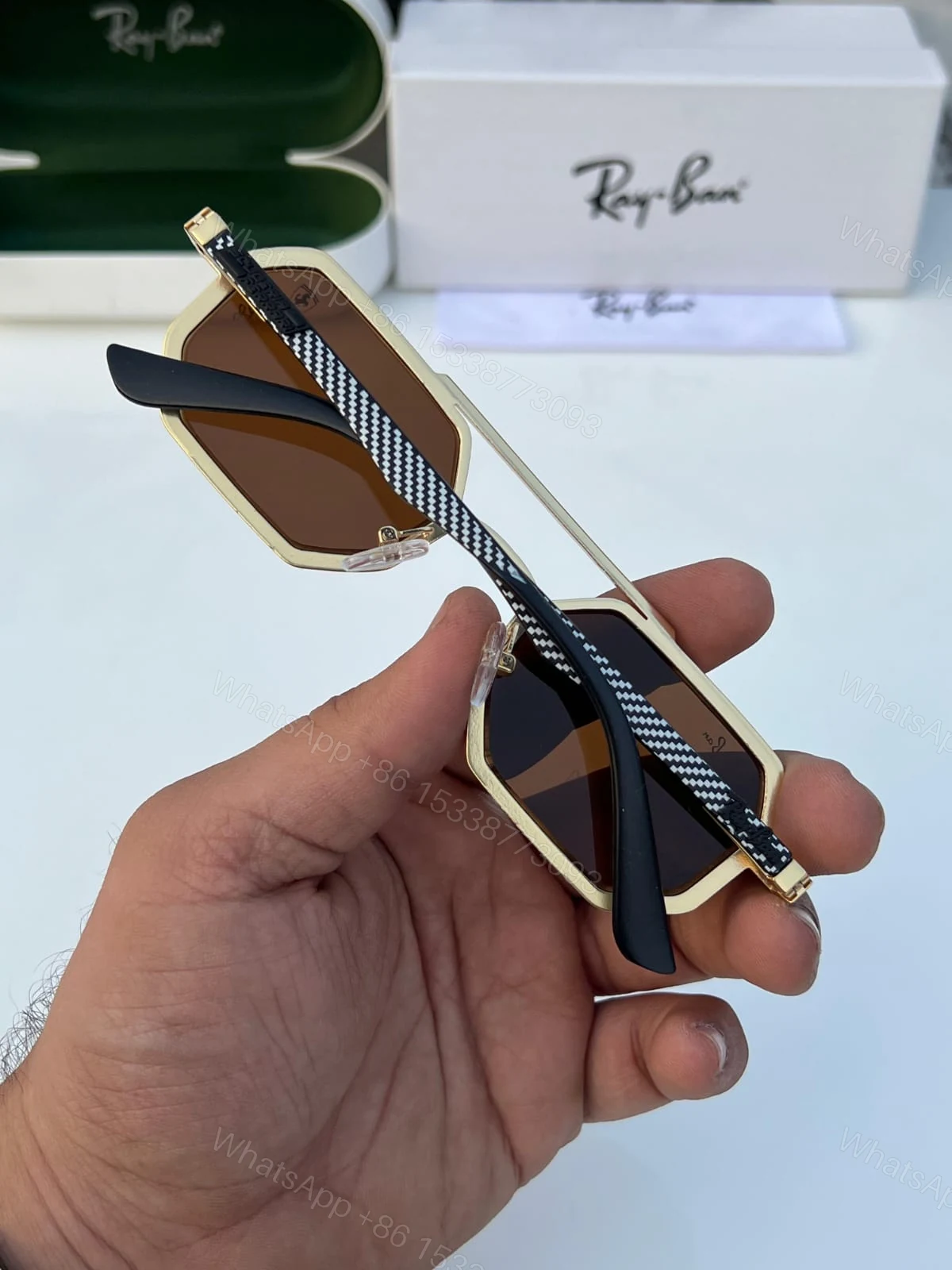 View 3 of Ray-Ban Octagon Sunglasses Gold-Black Brown