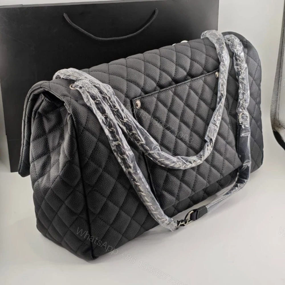 View 4 of CHANEL XXL AIRLINE CLASSIC TRAVEL FLAP BAG CAVIAR BLACK SILVER HARDWARE 46CM