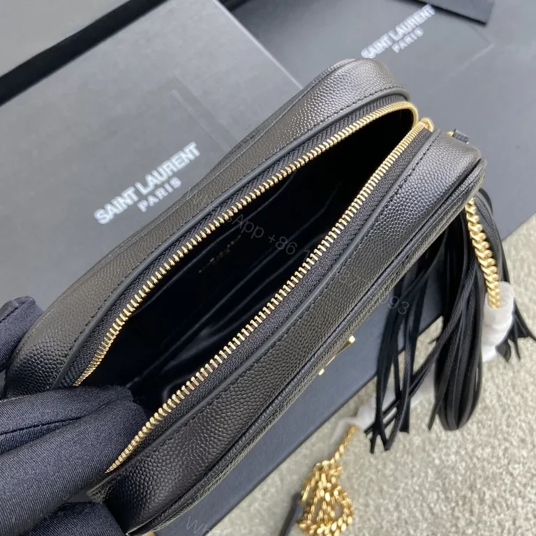View 8 of Chic Quilted Black Crossbody with YSL Emblemâ€”Compact Luxury