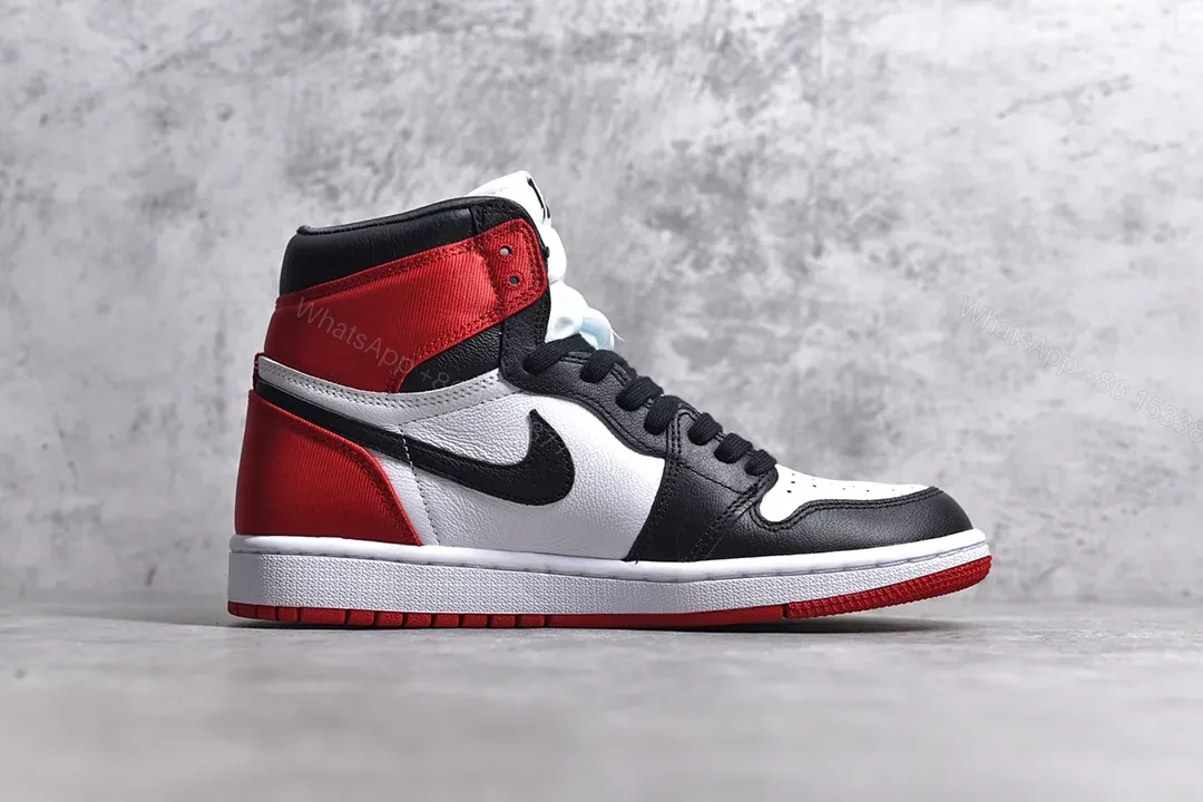 View 2 of Air Jordan 1 Retro High Satin “Black Toe” Reps