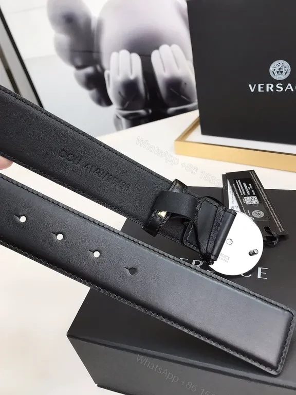 View 7 of Versace Black Leather Belt: Bold Medusa Buckle, Modern Luxury