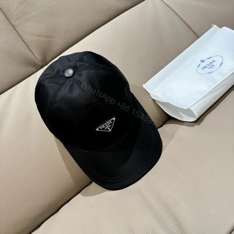 Minimalist Luxe Nylon Cap — Prada Logo, Unisex, Durable — view 1