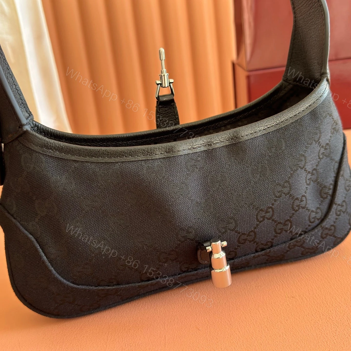 View 6 of GUCCI 26S JACKIE SLIM SHOULDER BAG 27 IN BLACK CANVAS
