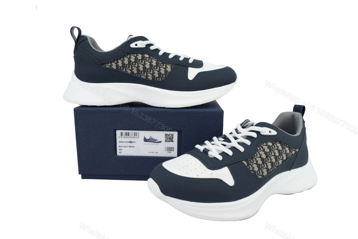 View 4 of Dior B25 Runner Navy Blue Oblique Jacquard 3SN299ZIR_H561