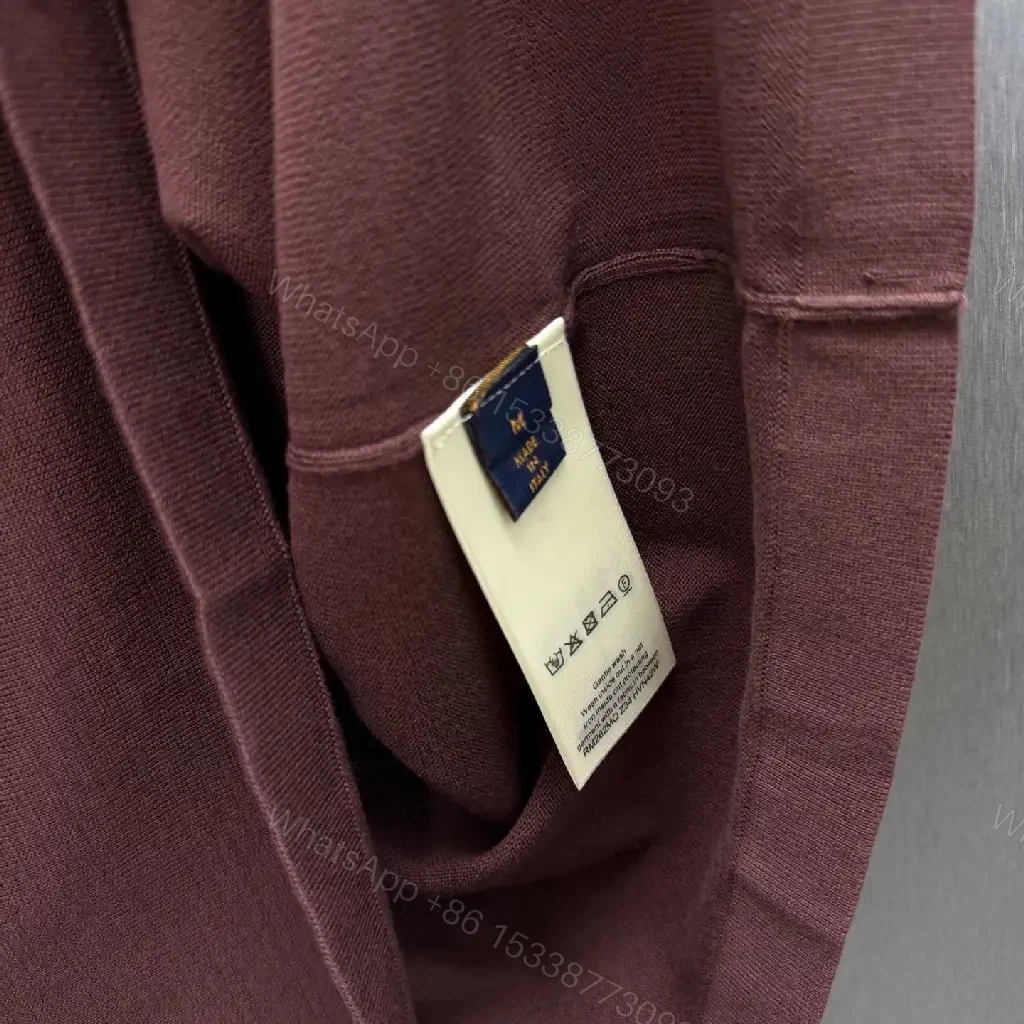 View 6 of Burgundy Cotton Tee: Minimal Luxury, LV Crest Shirt