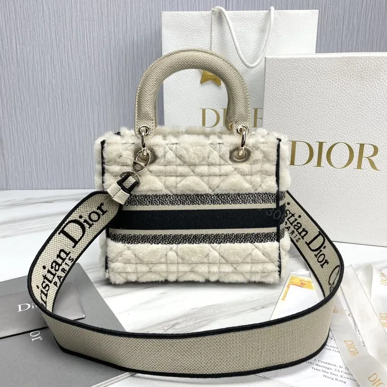 View 9 of Cream Shearling Luxe Bag: Dior-Inspired Iconic Tote