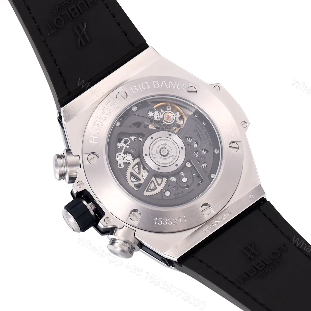 View 8 of Hublot Big Bang Rainbow Replica 45MM Premium Gem Bezel Orange Purple Leather Strap Edition RG-HUBLOT-RAINBOW-45