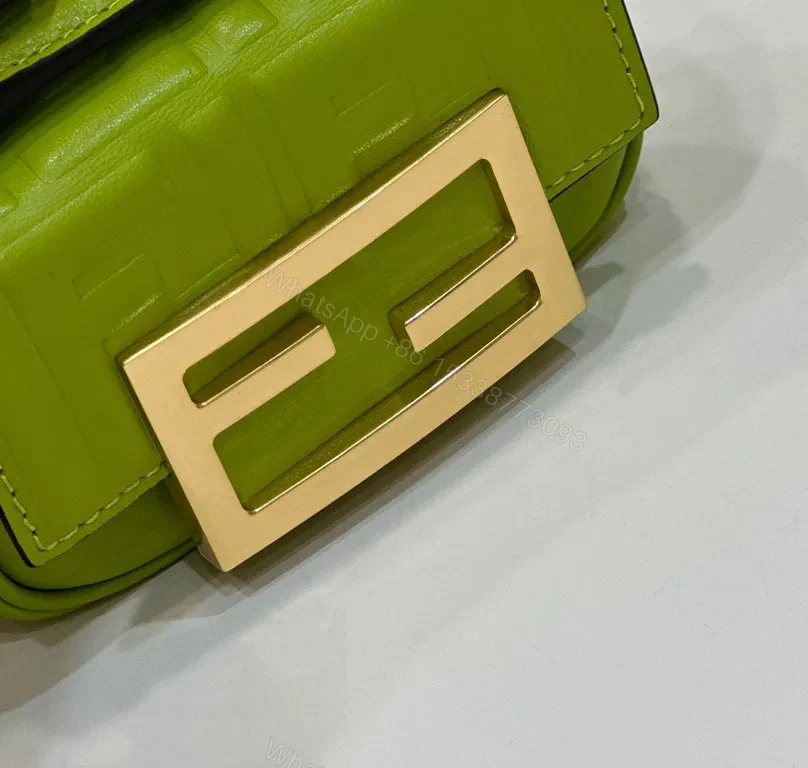 View 9 of Vivid Green Fendi Mini Bag: Bold Texture, Gold Detailing