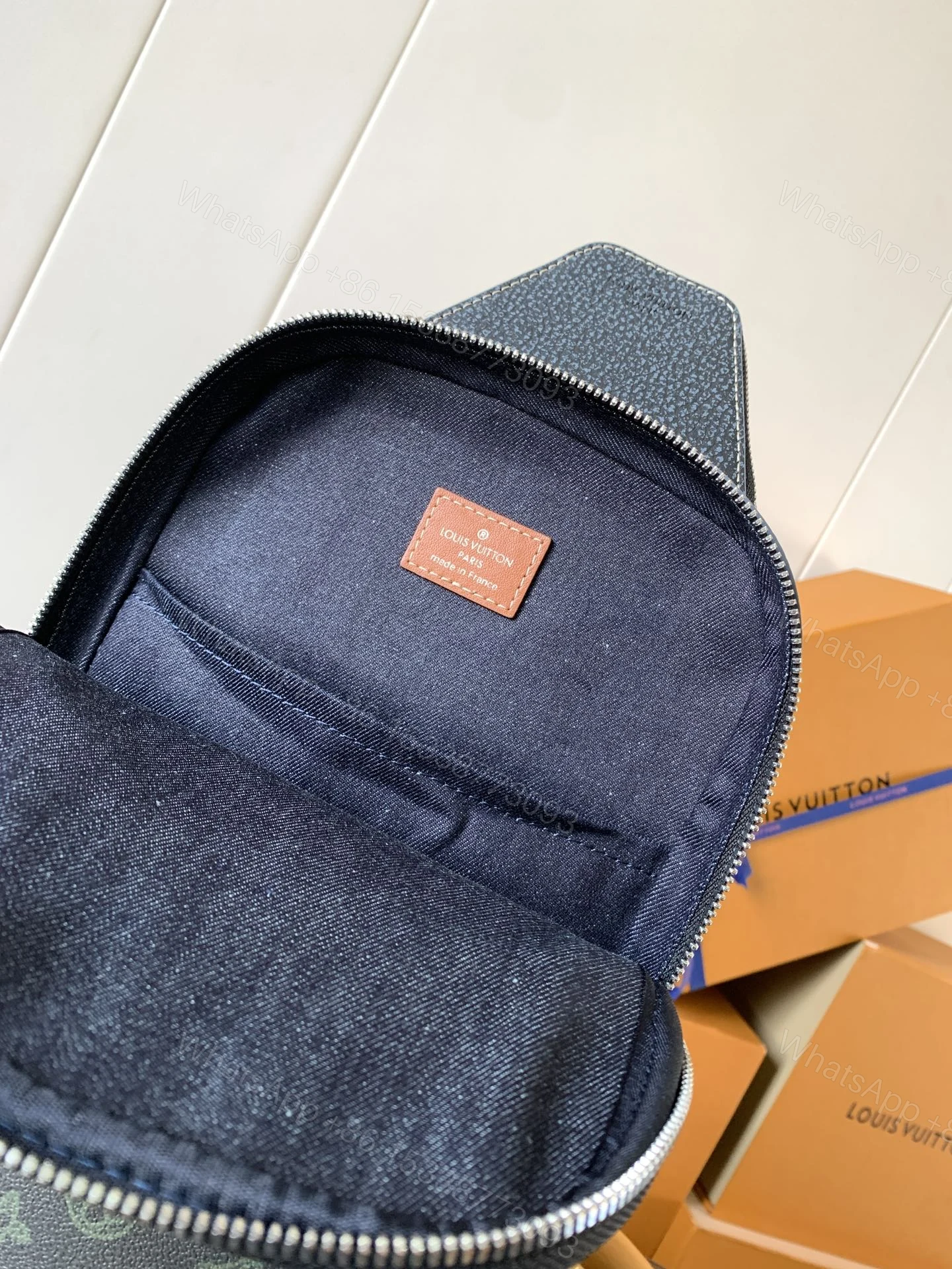 View 7 of LV AVENUE SLINGBAG 31 IN BLACK MONOGRAM CANVAS WITH BROWN LOGO