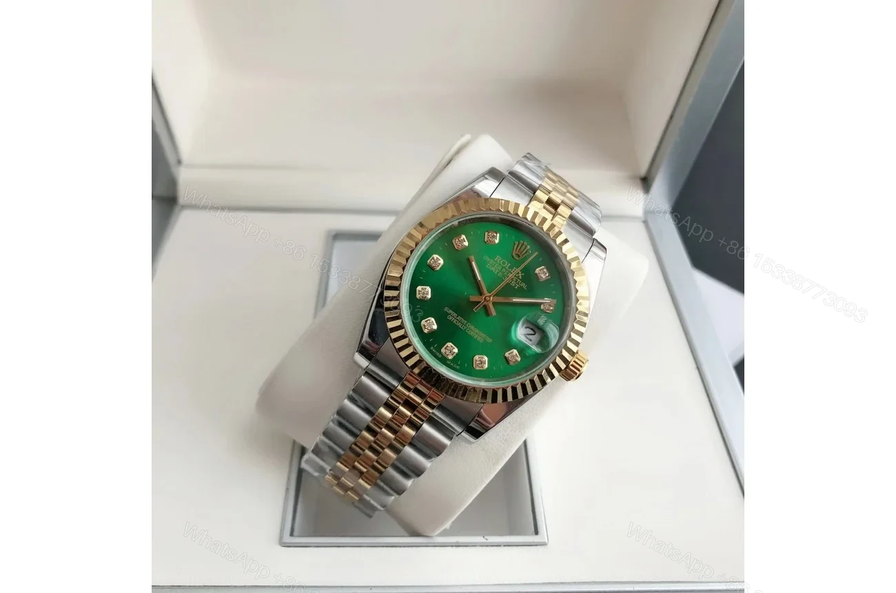 View 3 of Replica Rolex Datejust RG/SS Jub Green/Dial 36/28 mm