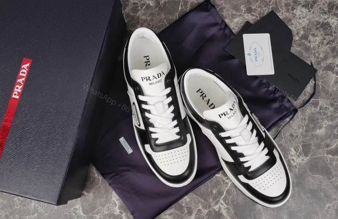 View 7 of Black & White Leather Low-Top Sneakers: Luxury Everyday Comfort