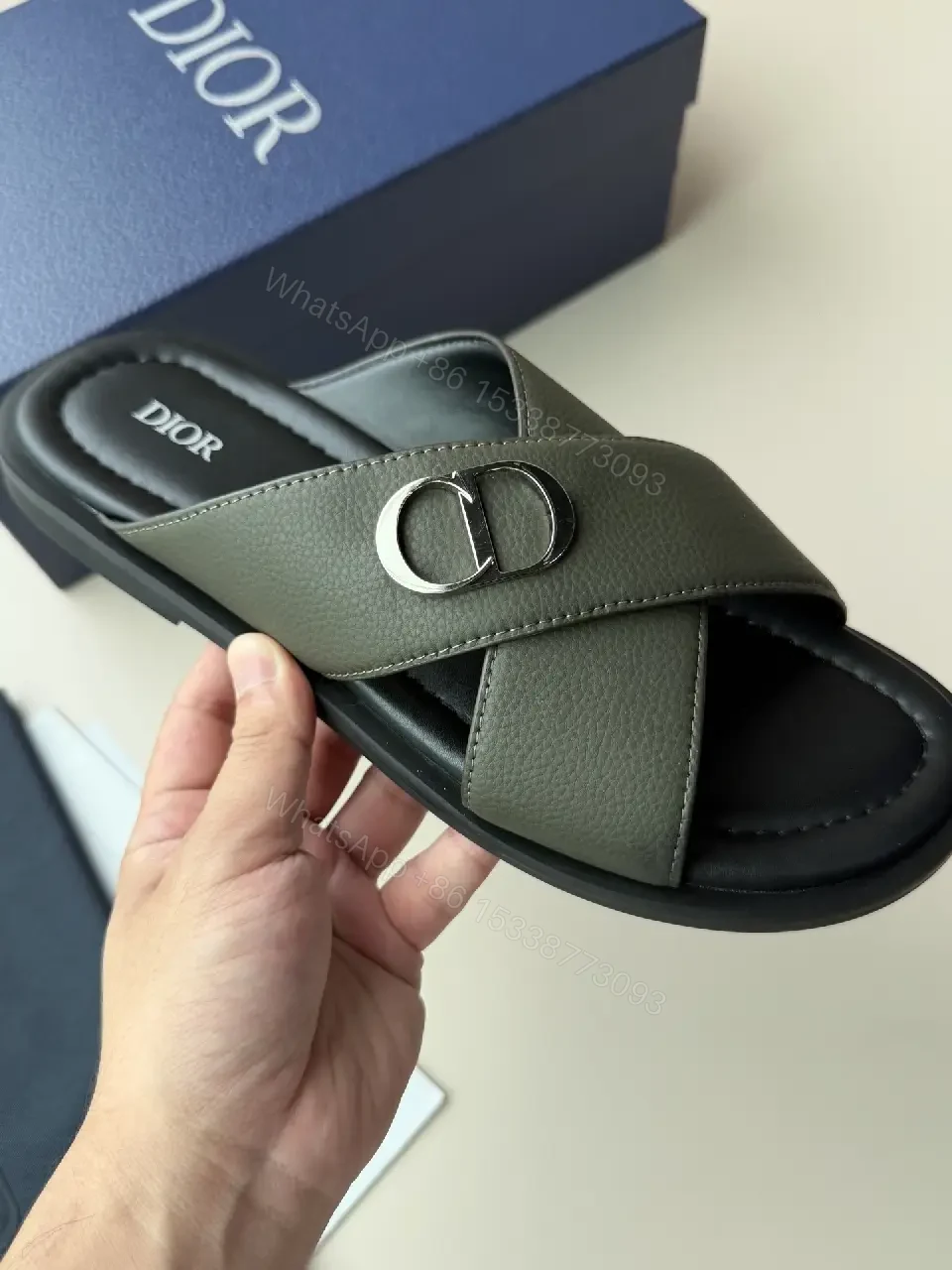 View 10 of Minimalist Leather Slides with Signature Hardware, Modern Comfort