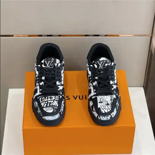 View 8 of LOUIS VUITTON LV TRAINER COMIC SNEAKERS IN BLACK AND WHITE – LSVT393