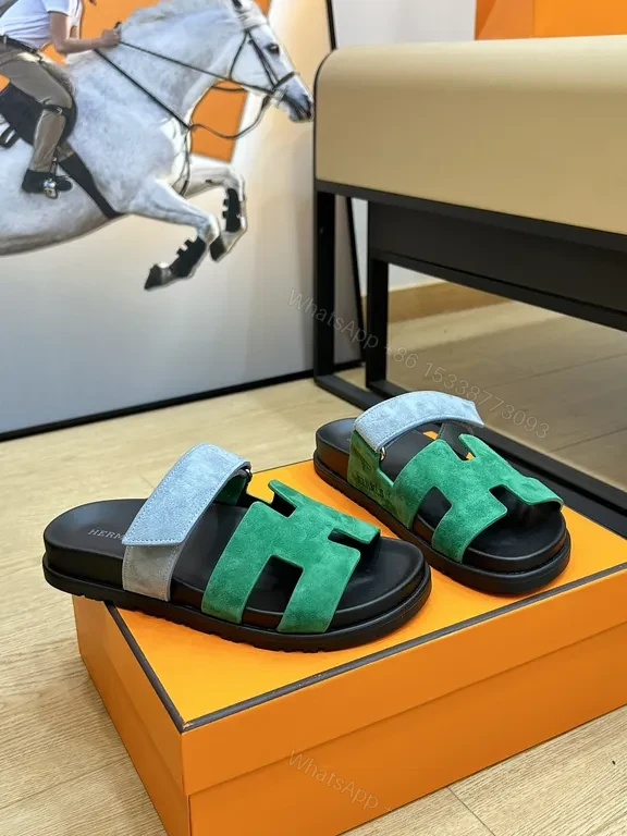 View 3 of Green & Blue Hermes-Style Sandals: Luxury Sneakers-Inspired Comfort
