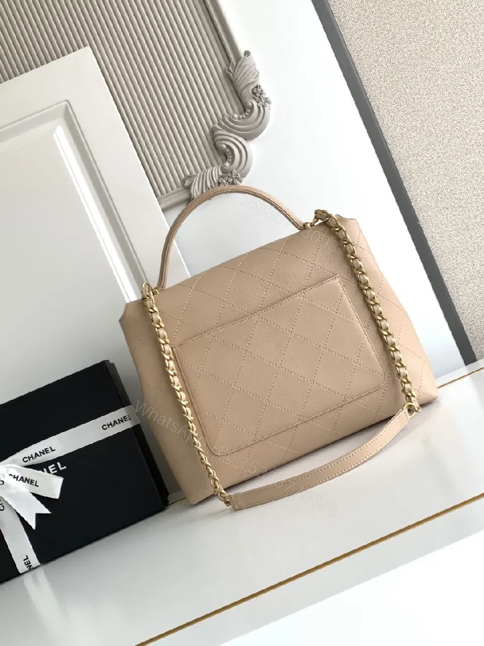 View 2 of Quilted Nude Leather Bag: Minimalist Luxury Crossbody
