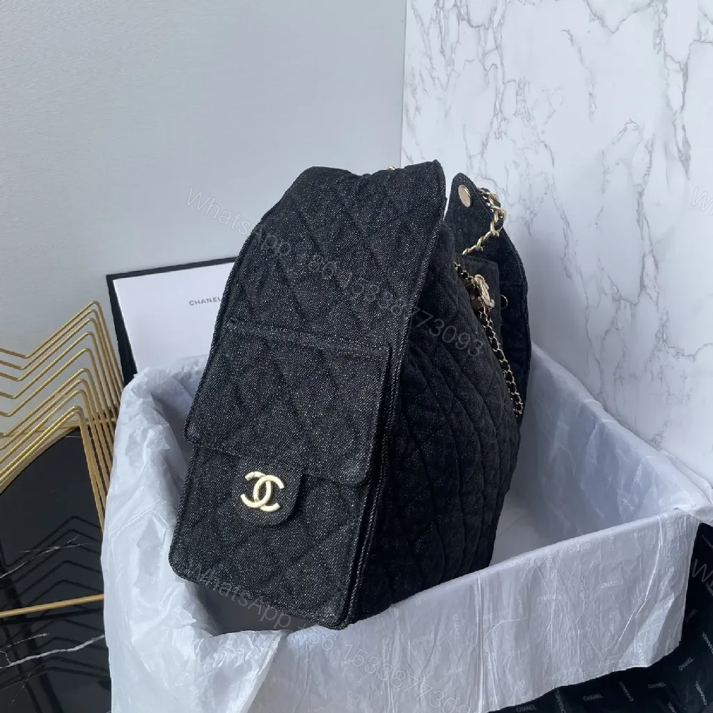 View 2 of Structured Quilted Luxury Bag with Gold Hardware