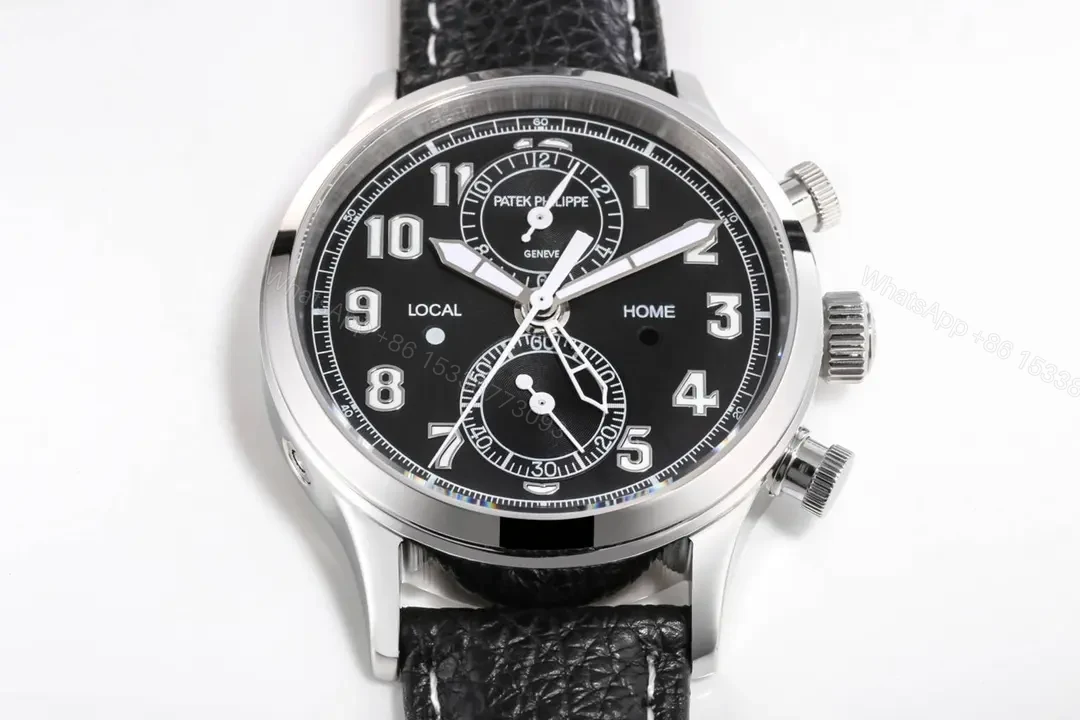 View 5 of Patek Philippe 5924G Multi Function Watch Black Dial Italian Leather Strap 42mm Stainless Steel Case