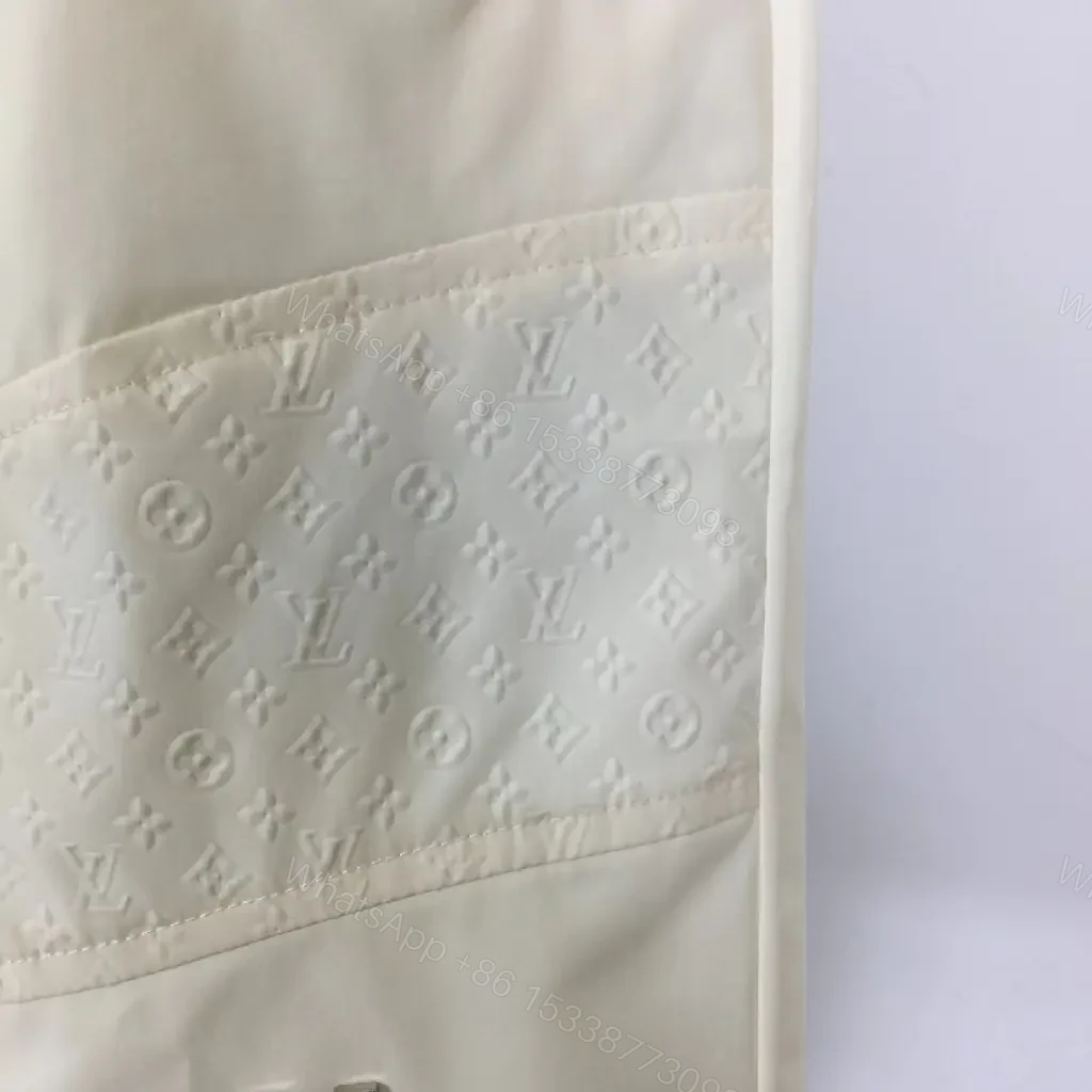 View 10 of Cream Canvas Shorts - Relaxed Style, Drawstring Waist, LV Logo