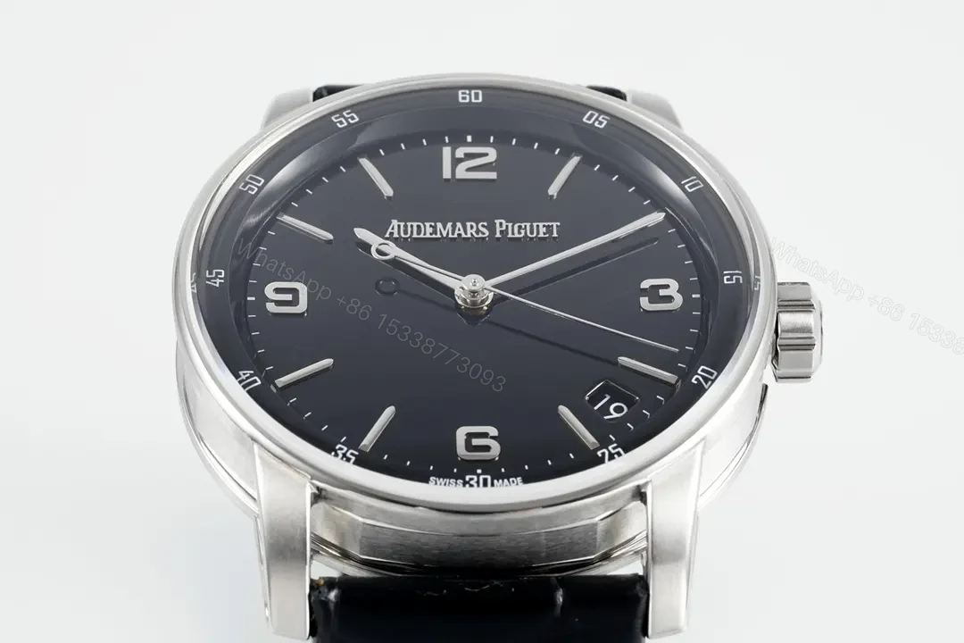 View 4 of ZF Factory Audemars Piguet CODE 11.59 Blue Dial Three-Hand Automatic Watch – 41mm Stainless Steel Case with Black Leather Strap