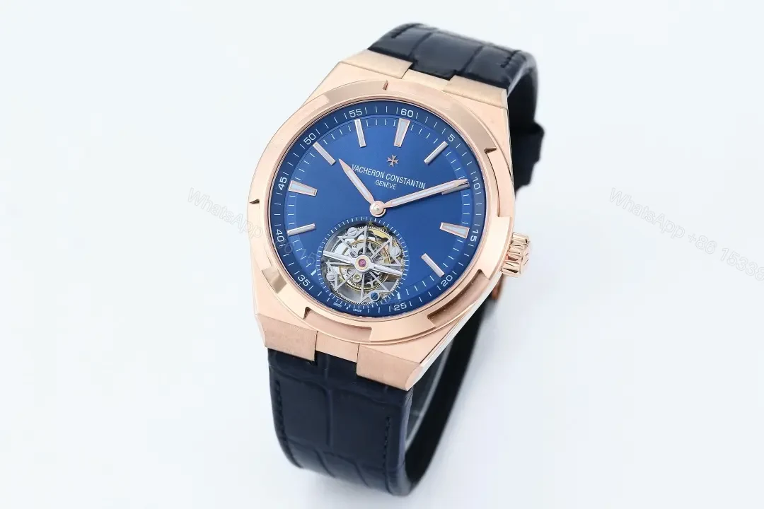 View 2 of 8F Factory Vacheron Constantin Overseas Tourbillon – Rose Gold Case, Blue Dial, Black Leather Strap, Automatic Watch