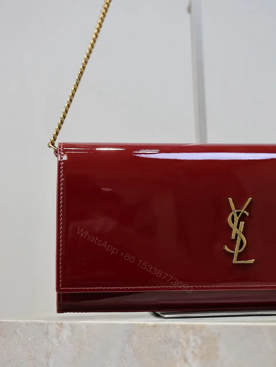 View 4 of Elegant Red Patent Crossbody, Structured & Versatile Bag
