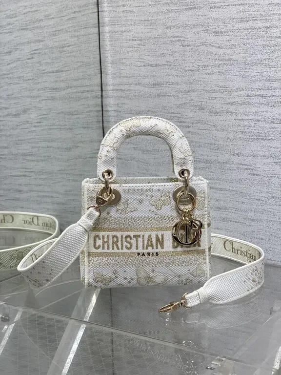Pale Ivory Leather Mini Bag with Gold Hardware - Dior-Inspired Style — view 1