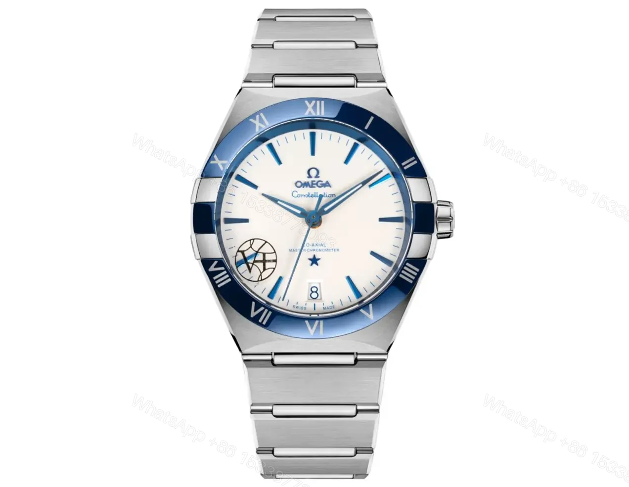 Omega White Dial Stainless Steel Bracelet OMEGA-WHT-SS1800 — view 1