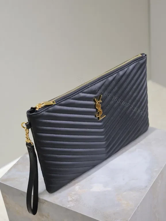 View 5 of Chic Quilted Clutch with YSL Logo â€” Luxe Evening Essential