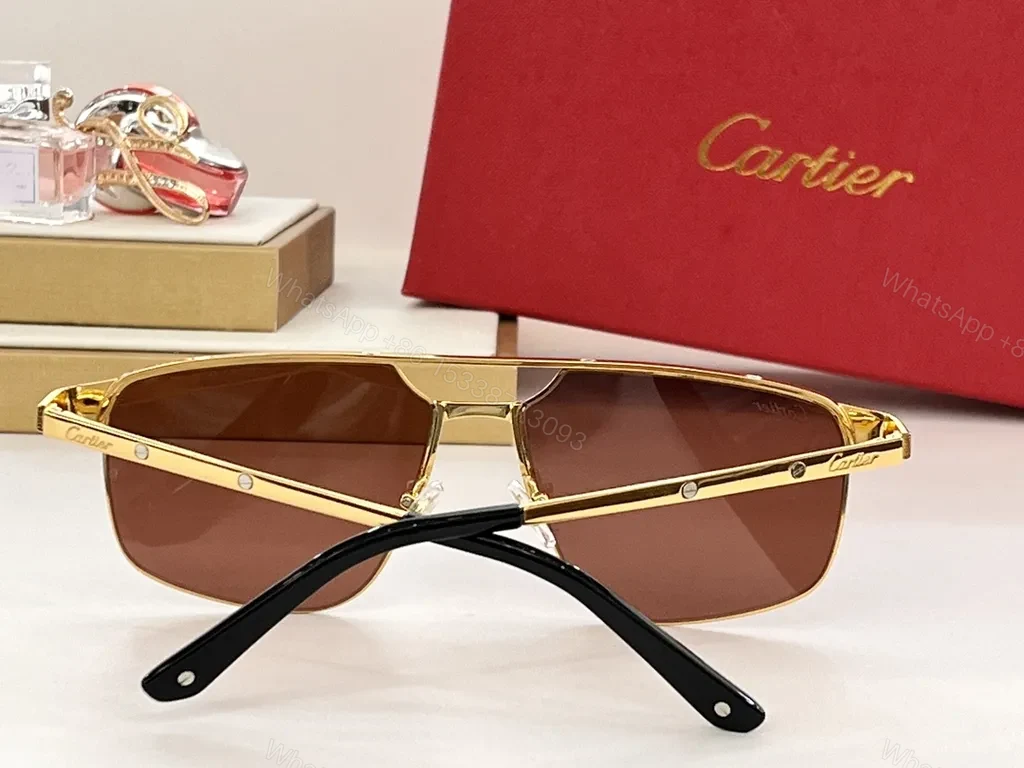 View 7 of Charcoal Cartier Metal Sunglasses: UV400, Polarized, Luxury Style