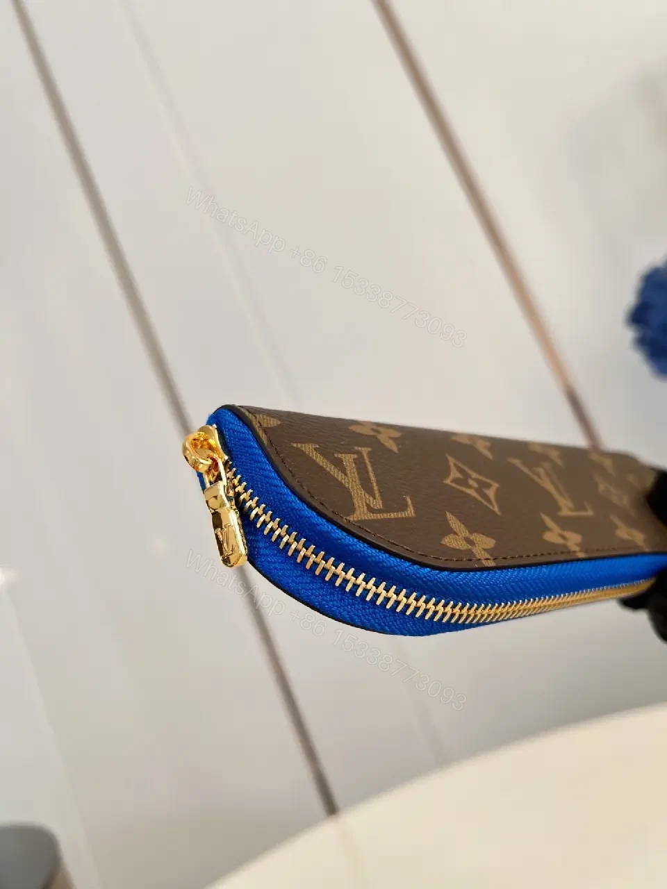 View 6 of Monogram Wallet on the Move – Charcoal Brown & Electric Blue Edge