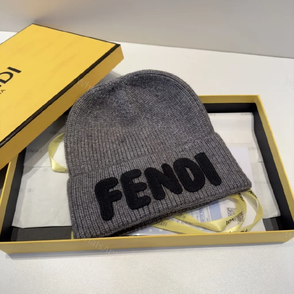 Grey + Knit + Beanie + FENDI lettering + Beanie — view 1