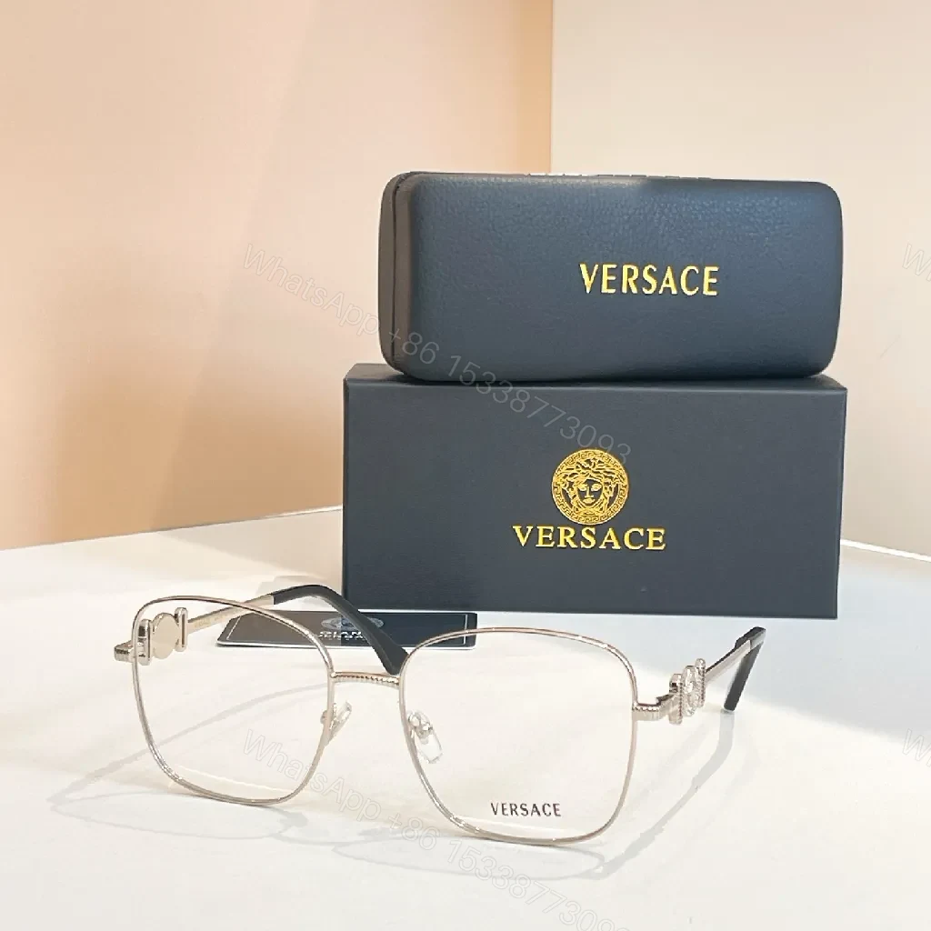 View 6 of Rose-Gold Designer Eyewear with Medusa Detailing Eyeglasses