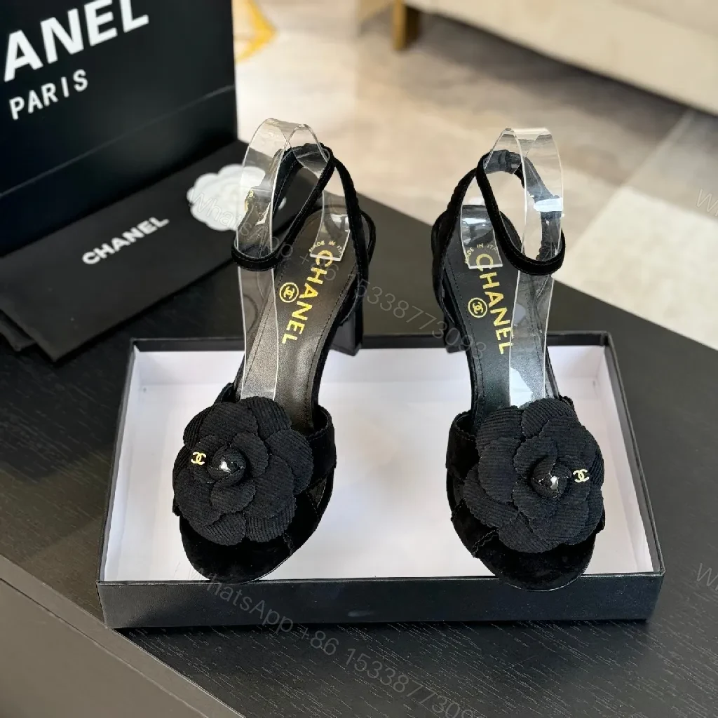 View 6 of Velvet Blush Floral-Embellished Heeled Sandals