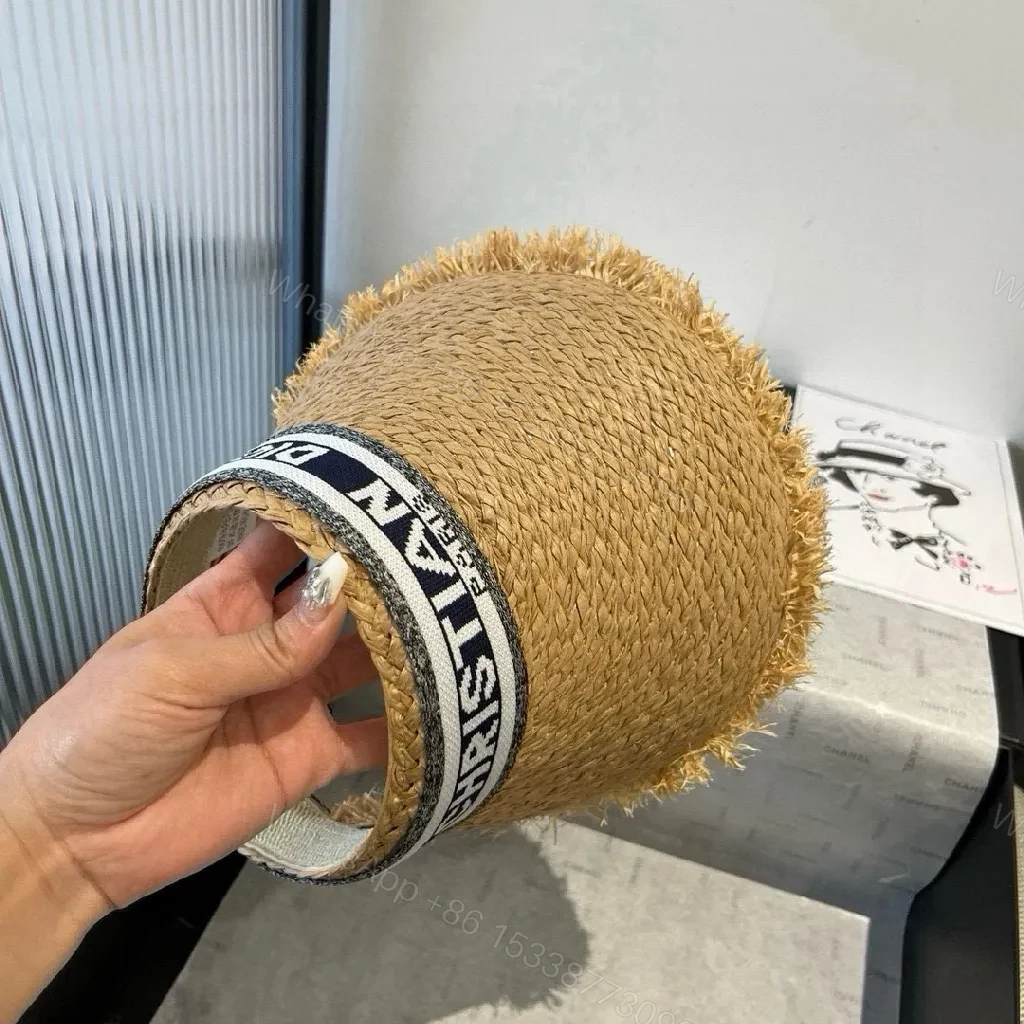 View 7 of Sun-Kissed Straw Visor: Textured Rim, Dior-Style Band