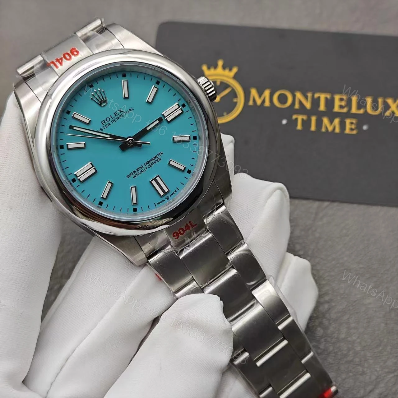 View 12 of Top Clone Rolex Oyster Perpetual 41 MM Turquoise tiffany Blue Dial Replica