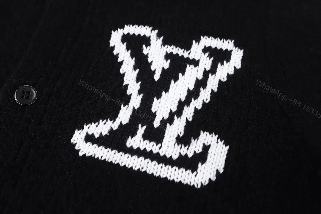 View 3 of Chunky Knit Cardigan Black – Monogram Detail, Premium Comfort Cardigan