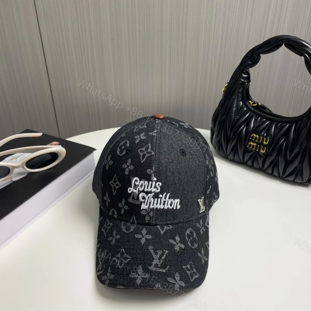 LV 高仿丹寧刺繡棒球帽 灰黑老花潮流必備款 — view 1